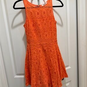 Coral Lace Sleeveless Dress